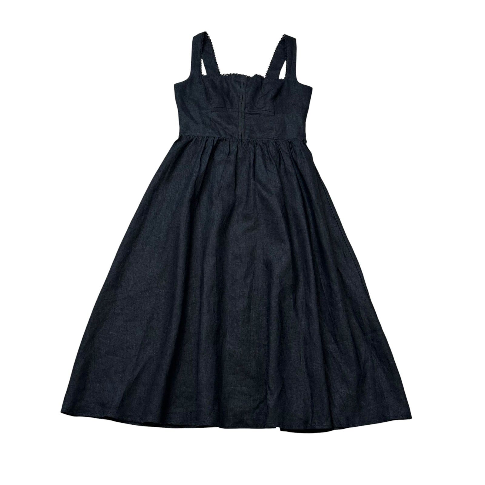 Reformation Tagliatelle Linen Dress In Black Size 10